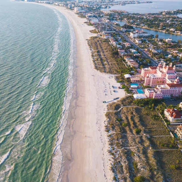 aerial of St Pete's beach