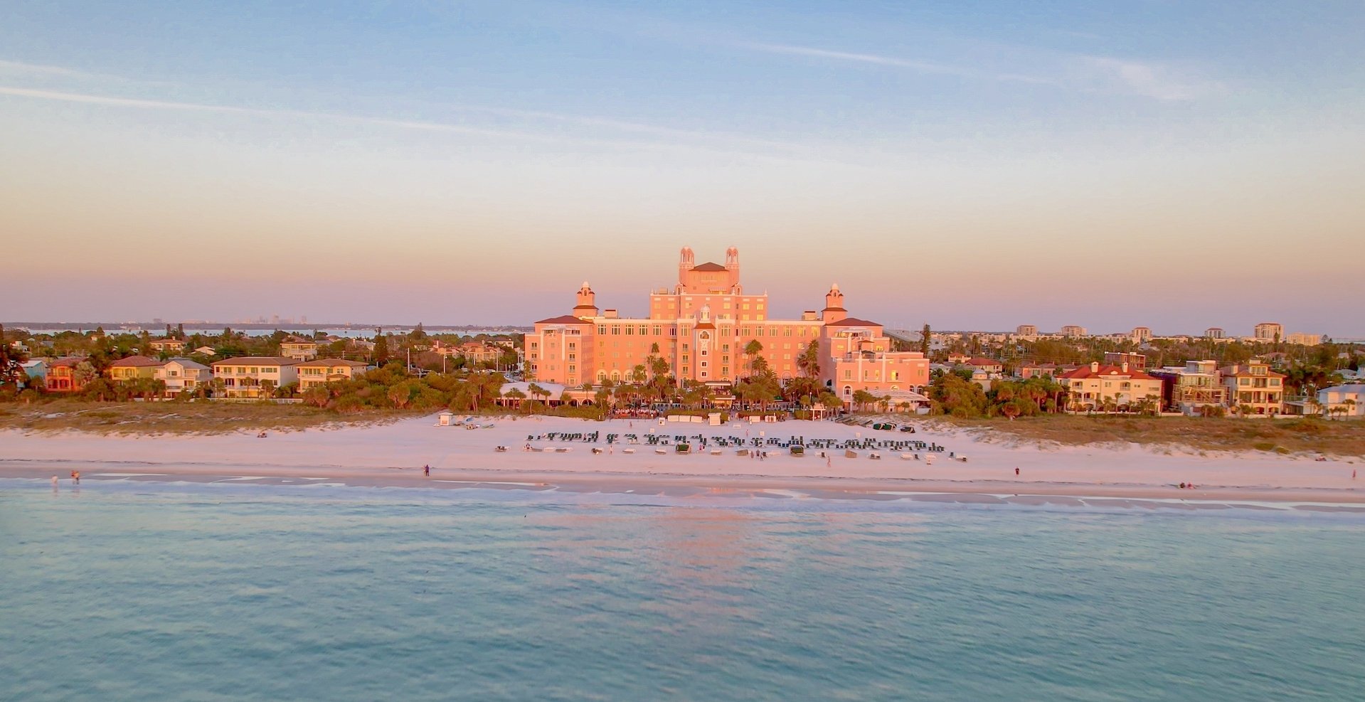 aerial of The Don CeSar and beach