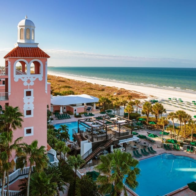 Pool area and beach view from The Don Cesar