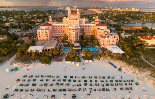 aerial of the beach area at The Don CeSar