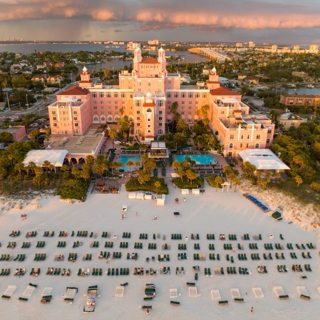 aerial of the beach area at The Don CeSar