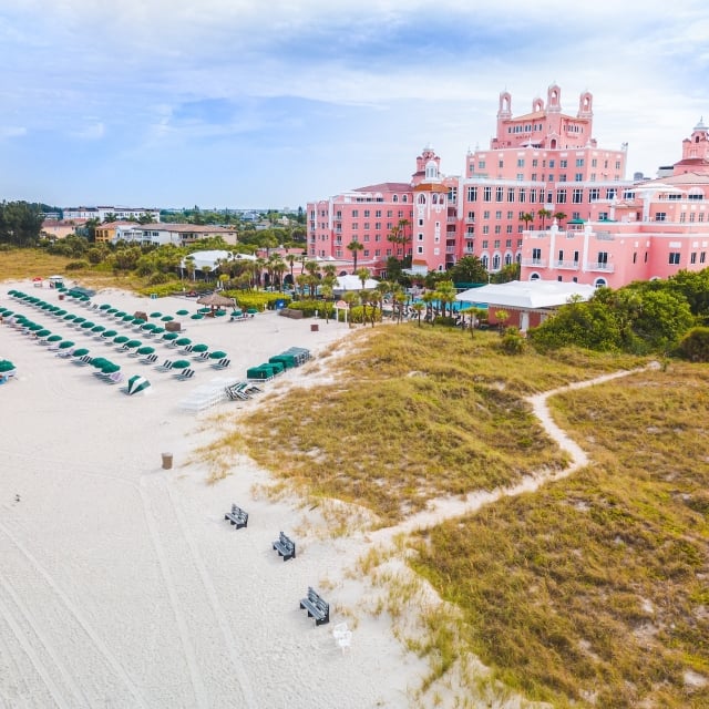 aerial of The Don Cesar and beach