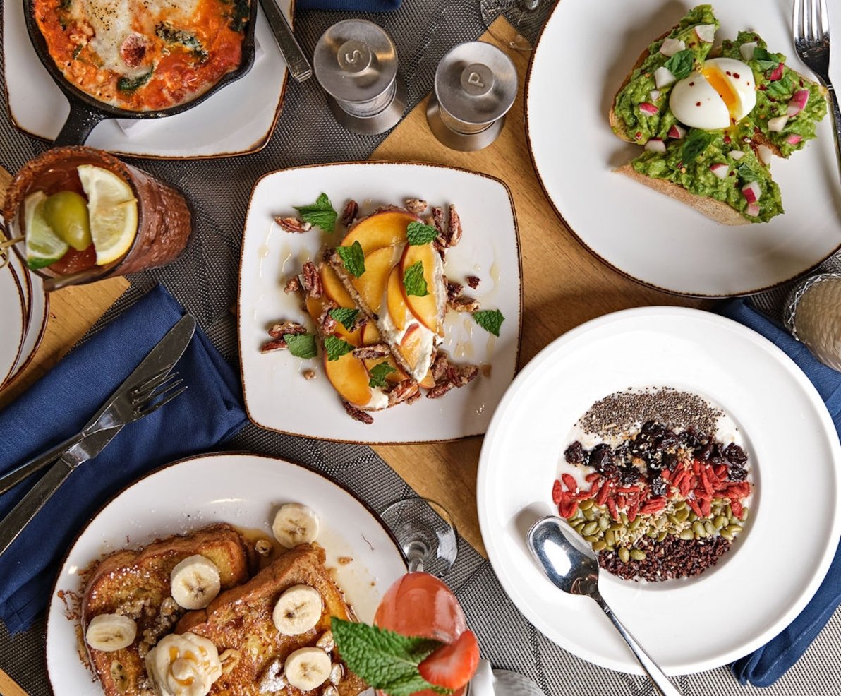 tablescape of breakfast foods