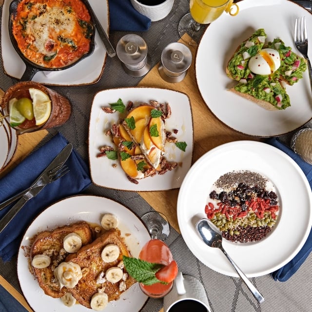 tablescape of breakfast foods