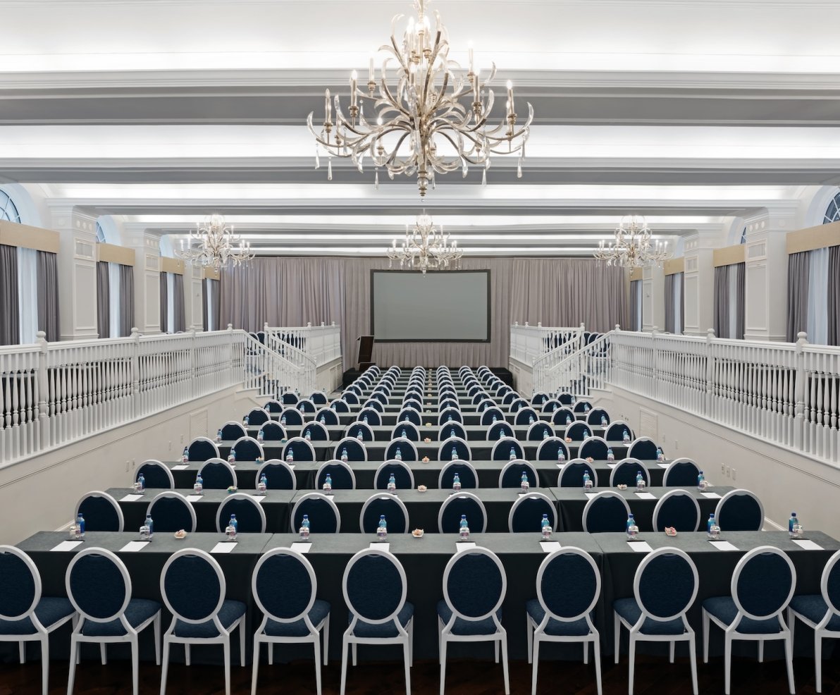 ballroom set up for a conference