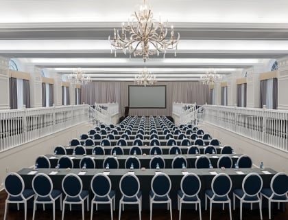 ballroom set up for a conference