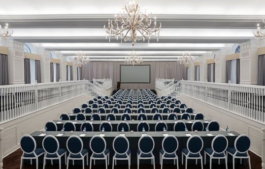 ballroom set up for a conference