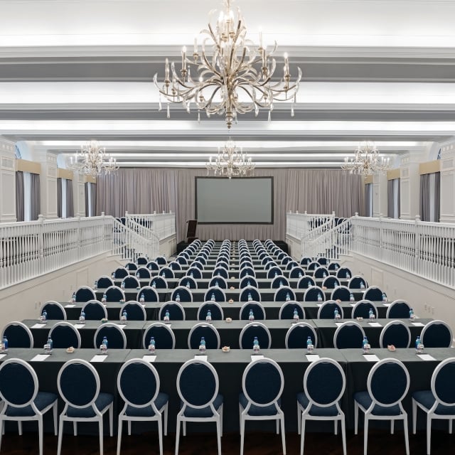 ballroom set up for a conference