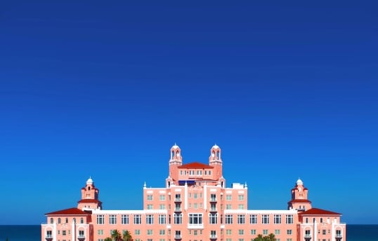 Entrance of the Don CeSar with a deep blue sky