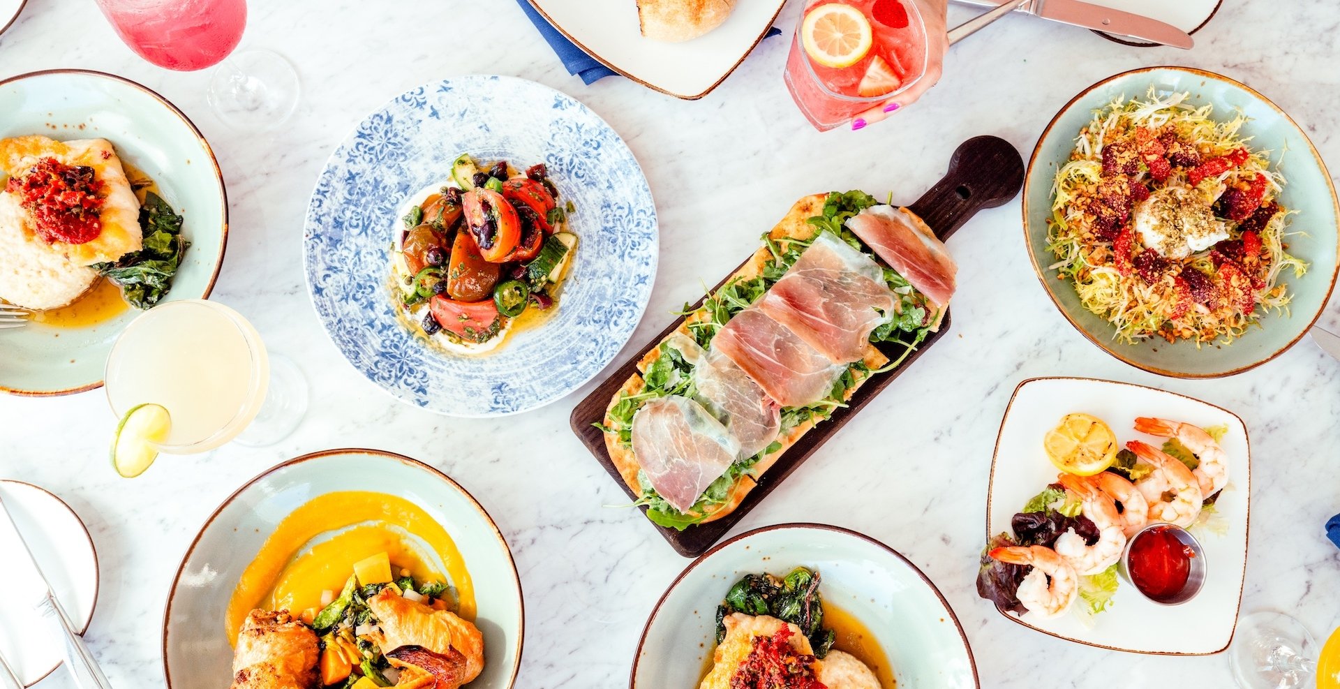 tablescape of various foods