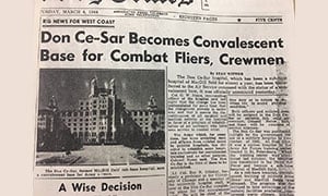 old news paper article about the hotel becoming a base for combat fliers