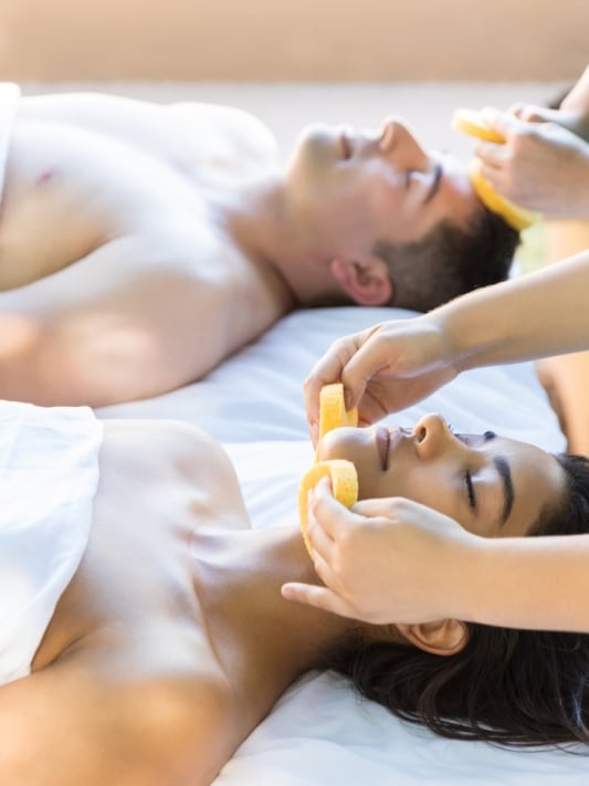 a couple getting a facial